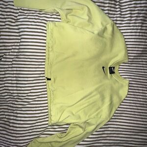 Nike Neon Yellow Cropped Crewneck With Adjustable Waistband